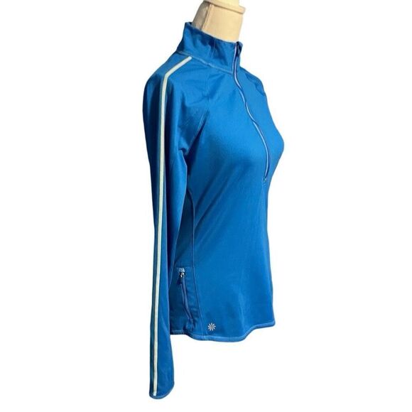 Athleta Half Zip Reflective Running Wild Pullover Top Cobalt Blue Size Medium - Picture 3 of 8